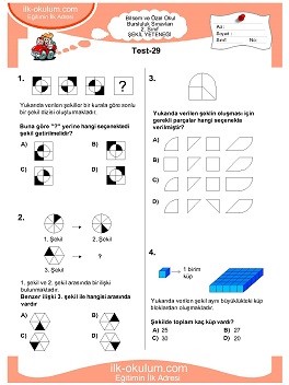 ilkokul 1. Sınıf Bilsem Zeka Testi 